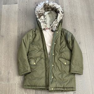 CrewCuts Primaloft Parka Olive Girls Size 12 Puffer Jacket Coat - Excellent